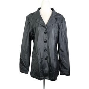 Vintage Y2K Le Chateau Black Water Resistant Blazer Rain Jacket L